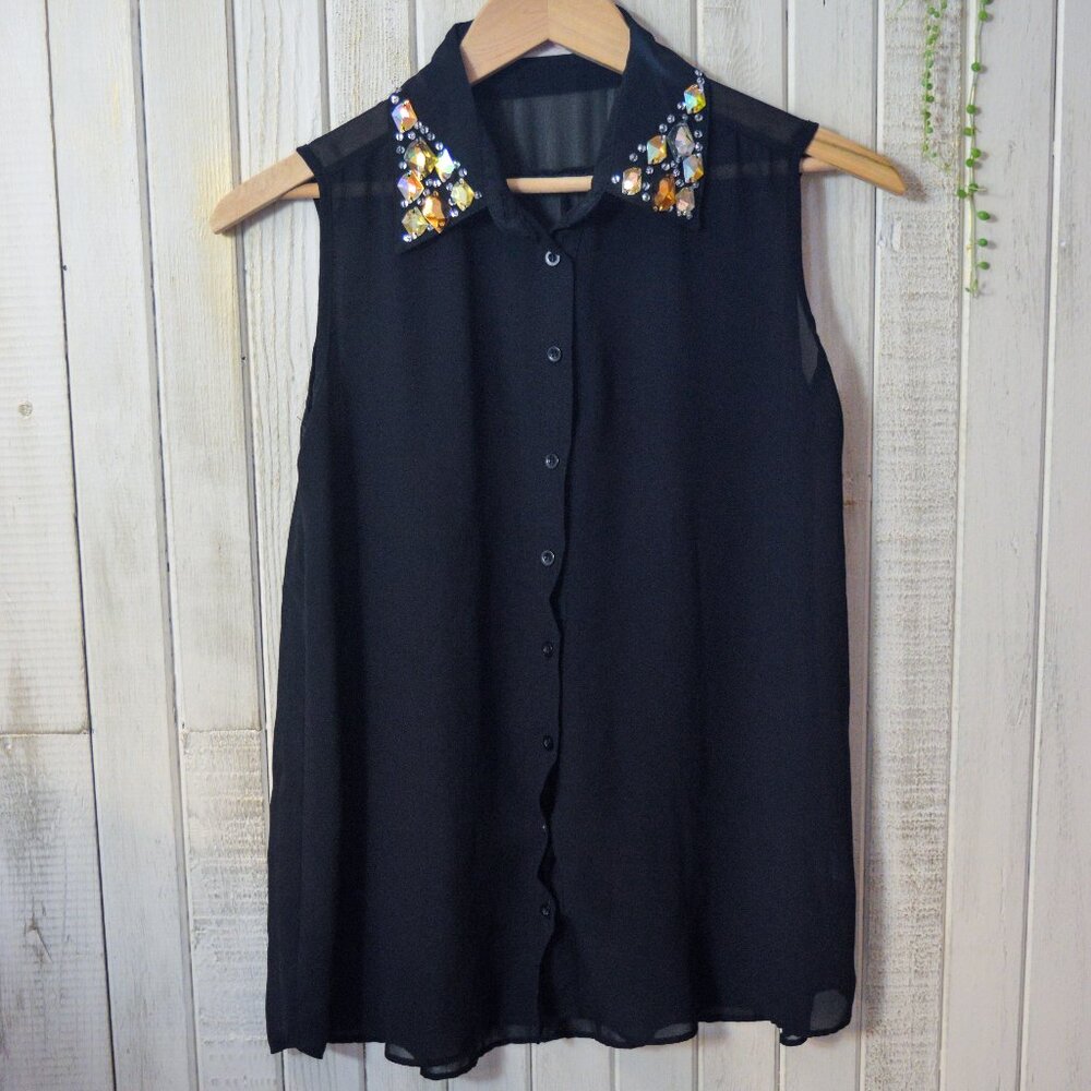 3/$15 🌺Jewel Collar sleeveless blouse